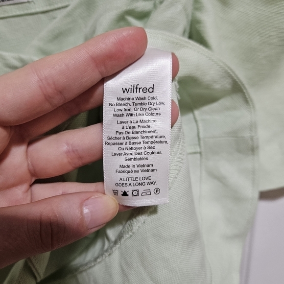 ARITZIA Wilfred Janine Top Button-Front Linen-Blend Blouse Green Size XXS - Picture 6 of 7